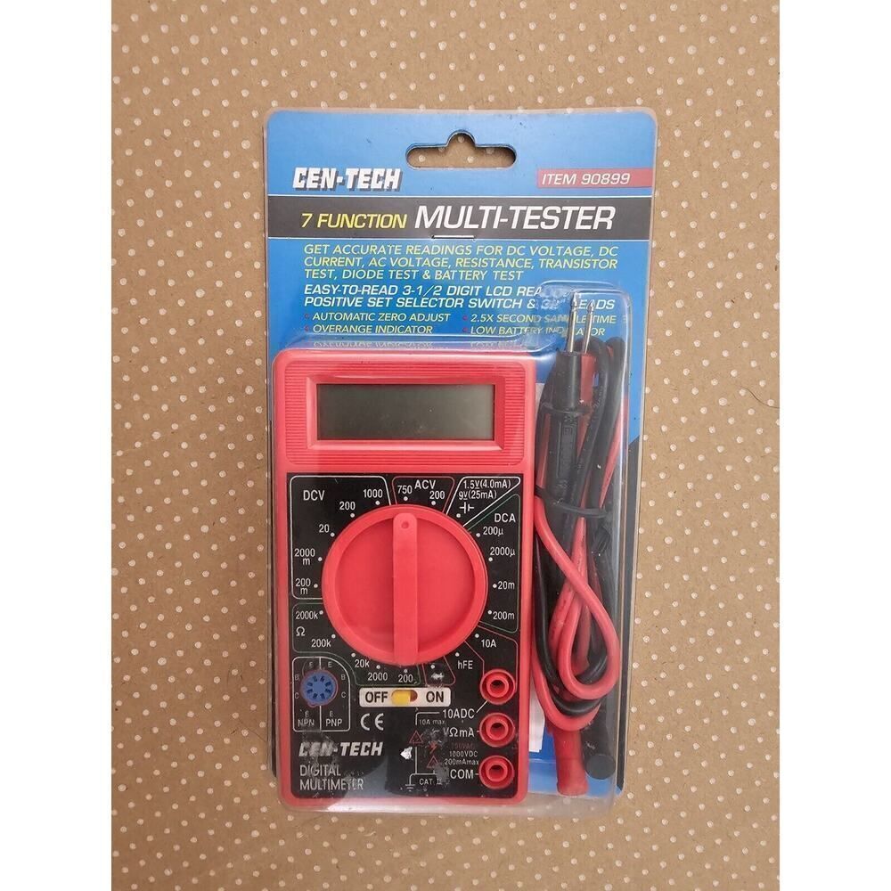 Cen-Tech 7 Function Digital Multimeter 90899 Battery Tester Voltage 10 A